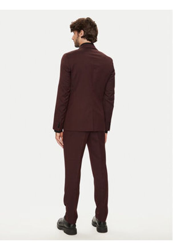 BOSS - Boss Garnitur H-Houston 50518120 Bordowy Slim Fit. Kolor: czerwony. Materiał: wełna