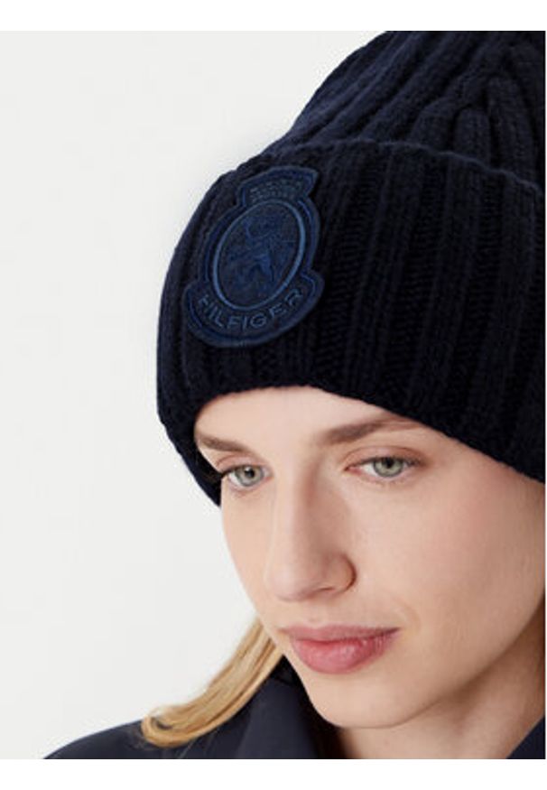 TOMMY HILFIGER - Tommy Hilfiger Czapka Th Crest Fluffy AW0AW18210 Granatowy. Kolor: niebieski. Materiał: wełna