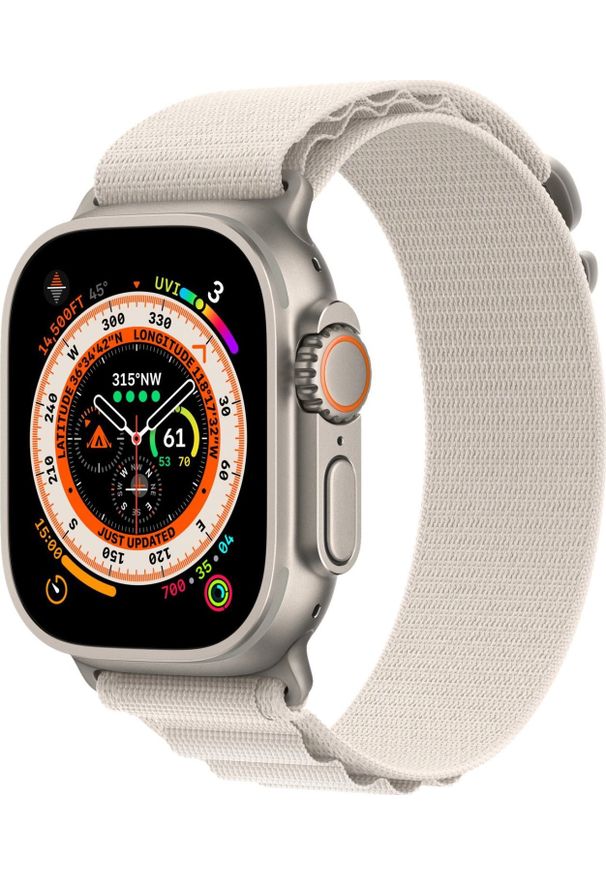 APPLE - Smartwatch Apple Watch Ultra GPS + Cellular 49mm Titanium Case Alpine Loop Medium Beżowy (MQFR3FD/A). Rodzaj zegarka: smartwatch. Kolor: beżowy
