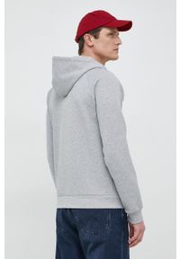 Boss Green - BOSS bluza BOSS GREEN męska kolor szary z kapturem z nadrukiem. Typ kołnierza: kaptur. Kolor: szary. Materiał: poliester. Długość rękawa: raglanowy rękaw. Wzór: nadruk #5