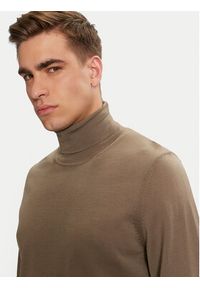 BOSS Golf Musso-P 50468262 Brązowy Slim Fit. Typ kołnierza: golf. Kolor: brązowy. Materiał: wełna #5