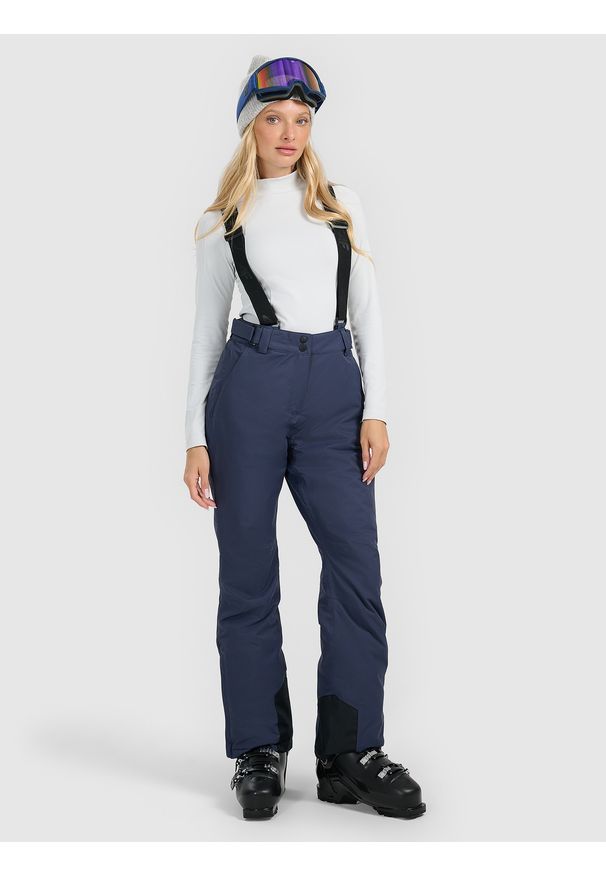 4f - 4F Spodnie narciarskie membrana 5000 damskie - granatowe XXL. Stan: podwyższony. Kolor: niebieski. Materiał: poliester, materiał. Wzór: gładki. Sezon: zima. Sport: narciarstwo