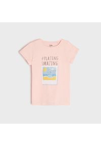 Sinsay - Koszulka z nadrukiem - Różowy. Kolor: różowy. Wzór: nadruk