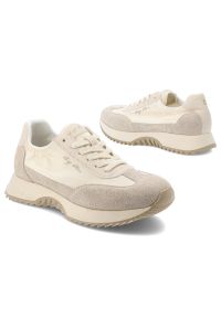 Big-Star - Sneakersy damskie Big Star, cholewka ze skóry naturalnej z klasycznym sznurowaniem i płaską podeszwą, beżowe, TT274512. Okazja: na co dzień. Zapięcie: sznurówki. Kolor: beżowy. Materiał: skóra. Szerokość cholewki: normalna. Obcas: na płaskiej podeszwie #2