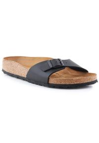 Klapki damskie Birkenstock Madrid BS. Zapięcie: bez zapięcia. Kolor: czarny. Materiał: syntetyk, materiał. Sport: turystyka piesza