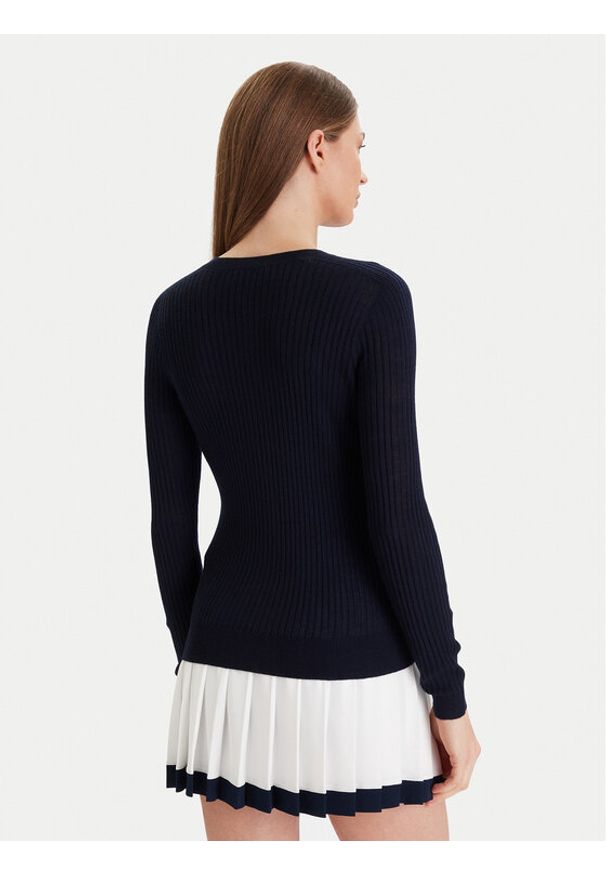 Lacoste Kardigan AF4141 Granatowy Slim Fit. Kolor: niebieski. Materiał: wełna