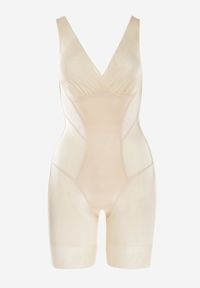 Renee - Beżowe Modelujące Body z Koronkowymi Wstawkami Tisella. Kolor: beżowy. Materiał: koronka #5