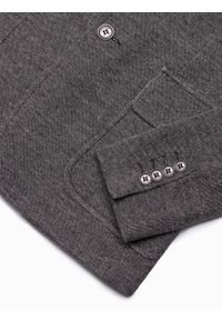 Ombre Clothing - Marynarka męska casual - czarna V5 - Rozmiar: S. Okazja: na co dzień. Kolor: czarny. Materiał: bawełna, poliester, dzianina. Styl: casual
