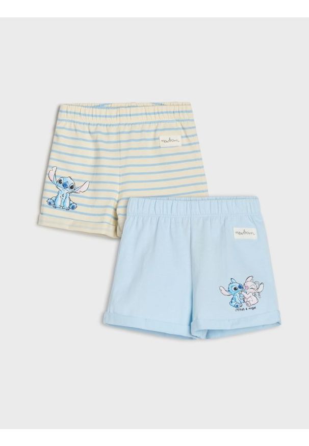 Sinsay - Szorty 2 pack Stitch - kremowy. Kolor: kremowy