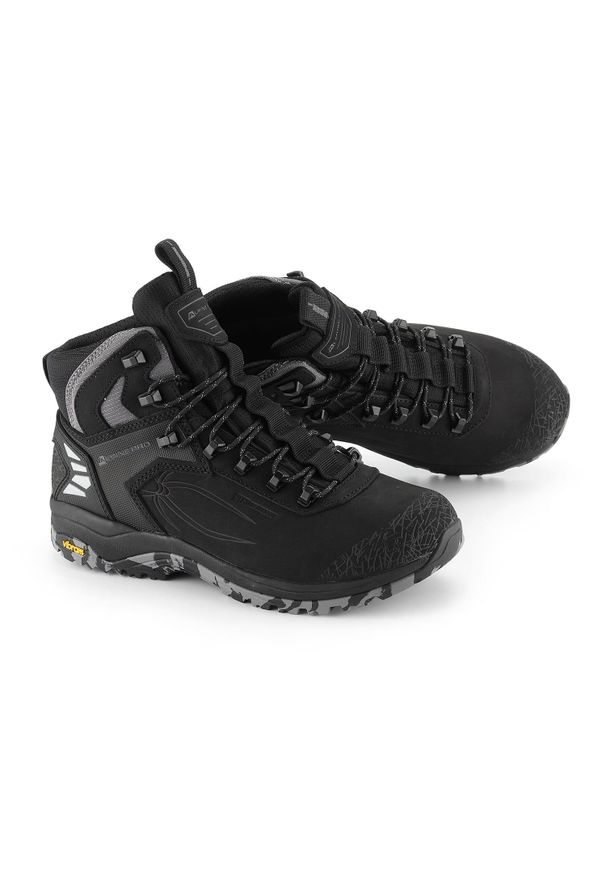 ALPINE PRO - Buty trekkingowe skórzane unisex Alpine Pro Spidere Mid Vibram. Wysokość cholewki: za kostkę. Kolor: czarny. Materiał: skóra. Styl: sportowy. Sport: turystyka piesza