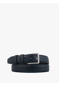 Ryłko - Granatowy pasek ze skóry licowej. Kolor: niebieski. Materiał: skóra. Styl: klasyczny, casual, elegancki, street #1