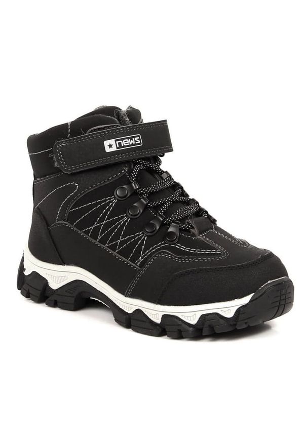 Trapery buty ocieplane owczą wełną eVento Jr EVE390 czarne. Zapięcie: rzepy. Kolor: czarny. Materiał: wełna. Szerokość cholewki: normalna. Sezon: zima