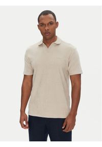 BOSS Polo Pe_Doubletowel 50539869 Beżowy Relaxed Fit. Typ kołnierza: polo. Kolor: beżowy. Materiał: bawełna
