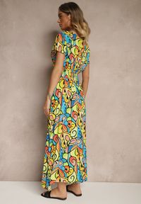Renee - Żółta Sukienka z Bawełny w Abstrakcyjny Wzór Emisienna. Okazja: na imprezę. Kolor: żółty. Materiał: bawełna. Sezon: lato. Styl: elegancki #4