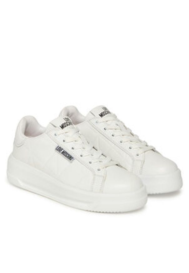 Love Moschino - LOVE MOSCHINO Sneakersy JA15335G0NIEC10A Biały. Kolor: biały. Materiał: skóra