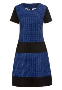 Sukienka z dżerseju bonprix czarno-niebieski z nadrukiem. Kolor: czarny. Materiał: jersey. Wzór: nadruk. Styl: elegancki #1