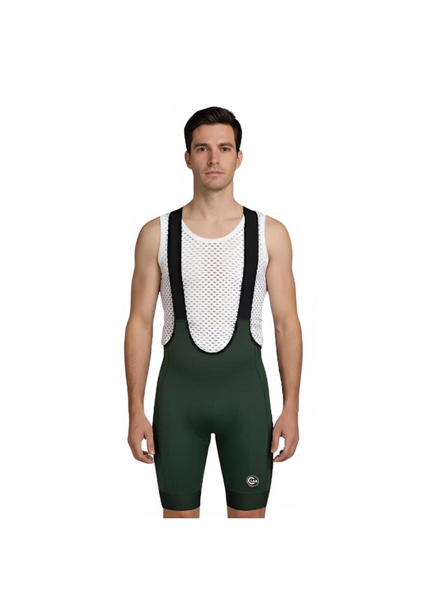 C-LAB - Spodenki rowerowe kolarki męskie. Kolor: zielony. Materiał: skóra. Sport: kolarstwo