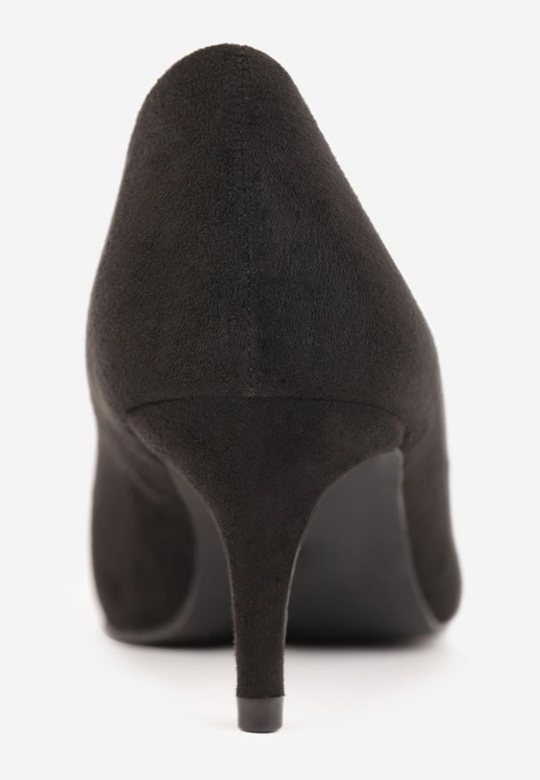 Born2be - Czarne Klasyczne Czółenka na Szpilce Ovirissa. Okazja: do pracy, na spotkanie biznesowe. Kolor: czarny. Materiał: futro. Wzór: aplikacja. Obcas: na szpilce. Styl: klasyczny