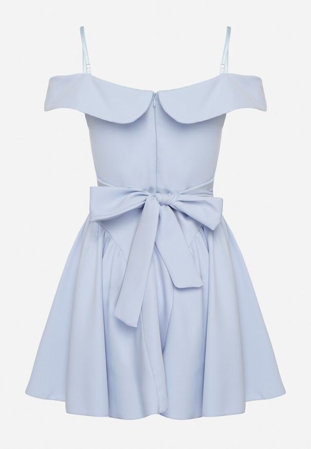 Born2be - Jasnoniebieska Rozkloszowana Sukienka na Ramiączkach z Usztywnianymi Miseczkami Mivinae. Okazja: na wesele, na co dzień, na ślub cywilny. Kolor: niebieski. Materiał: tkanina, jeans. Długość rękawa: na ramiączkach. Sezon: lato. Typ sukienki: rozkloszowane. Styl: casual, wizytowy