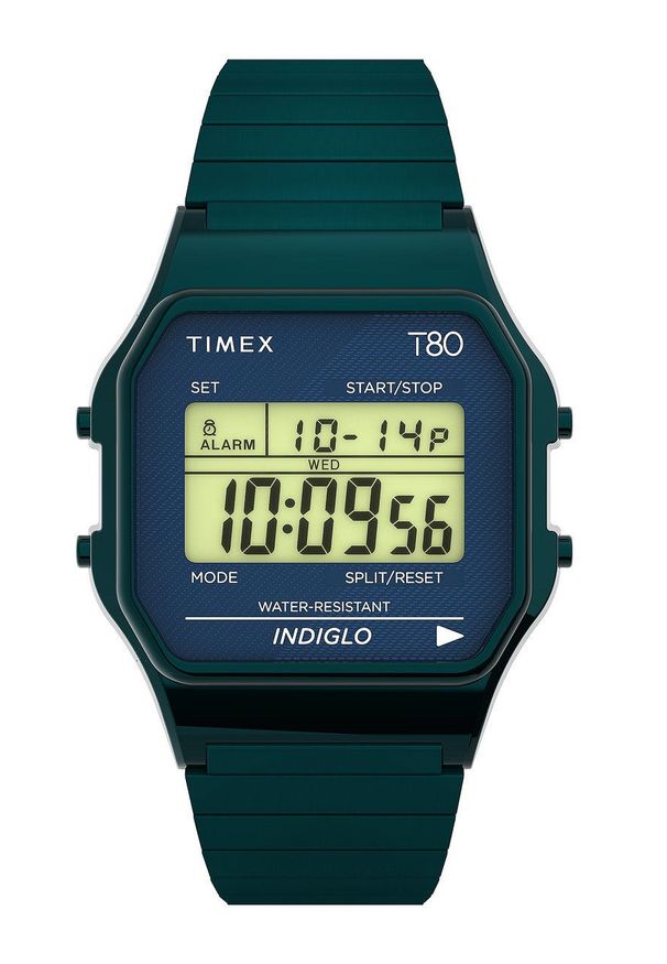 Timex zegarek TW2U93800 Timex T80 kolor granatowy. Rodzaj zegarka: cyfrowe. Kolor: niebieski. Materiał: tworzywo sztuczne, materiał, koronka