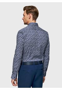 Pako Lorente - PAKO LORENTE - Granatowa koszula męska w kwiaty. Okazja: na co dzień. Kolor: niebieski. Materiał: elastan, bawełna. Długość rękawa: długi rękaw. Długość: długie. Wzór: kwiaty. Styl: casual #2