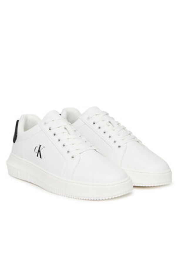 Calvin Klein Jeans Sneakersy Chunky Cupsole Ru Patch Lth YM0YM01296 Biały. Kolor: biały. Materiał: skóra