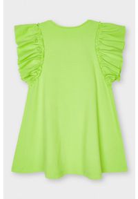 Mayoral - Sukienka dziecięca. Kolor: żółty, zielony, wielokolorowy. Materiał: bawełna, dzianina, elastan. Wzór: aplikacja. Typ sukienki: rozkloszowane. Długość: mini #3