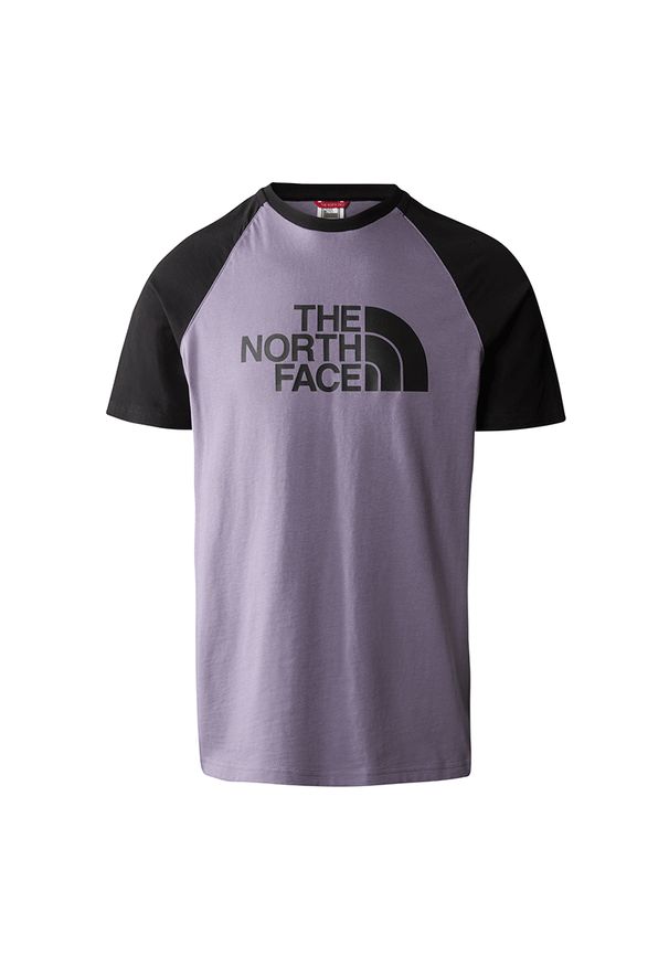 Koszulka The North Face Raglan Easy 0A37FVN141 - fioletowa. Kolor: fioletowy. Materiał: bawełna, poliester. Długość rękawa: raglanowy rękaw. Wzór: nadruk