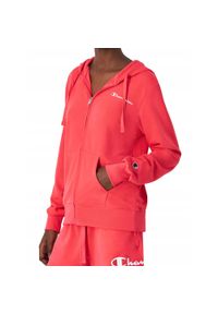 Champion - Bluza dresowa damska CHAMPION z kapturem bawełniana. Typ kołnierza: kaptur. Kolor: różowy. Materiał: dresówka, bawełna