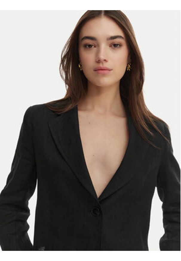 Marella Marynarka Papiro 2615041042 Czarny Regular Fit. Kolor: czarny. Materiał: len