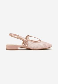 Renee - Różowe Sandały Vices Lakierowane Slingback z Siateczkową Cholewką Mairelite. Okazja: na co dzień. Zapięcie: sprzączka. Kolor: różowy. Materiał: lakier. Sezon: lato. Styl: casual