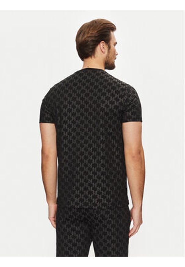 Karl Lagerfeld - KARL LAGERFELD T-Shirt 755096 551251 Czarny Regular Fit. Typ kołnierza: dekolt w karo. Kolor: czarny. Materiał: bawełna