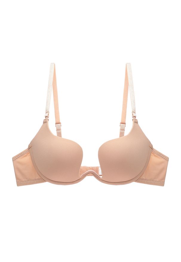 Intica - Biustonosz do dekoltów z dyskretnym wykończeniem i wsparciem Aricijana. Kolor: beżowy. Materiał: materiał, skóra