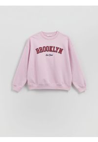 Reserved - Bluza z nadrukiem - różowy. Kolor: różowy. Materiał: bawełna, dzianina. Wzór: nadruk