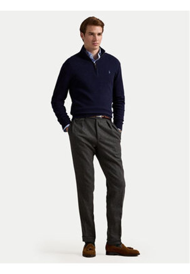 Polo Ralph Lauren Sweter 710876756001 Granatowy Regular Fit. Typ kołnierza: polo. Kolor: niebieski. Materiał: wełna