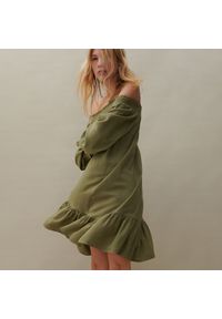 Reserved - Sukienka z dodatkiem lnu - Zielony. Kolor: zielony. Materiał: len #1