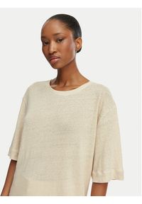 BOSS T-Shirt C_Emma 50556387 Beżowy jasny Regular Fit. Kolor: beżowy. Materiał: len #4
