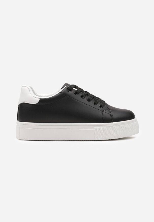 Born2be - Czarne Sneakersy na Grubej Podeszwie przed Kostkę Ramnutia. Okazja: na co dzień. Wysokość cholewki: przed kostkę. Zapięcie: sznurówki. Kolor: czarny. Materiał: jeans