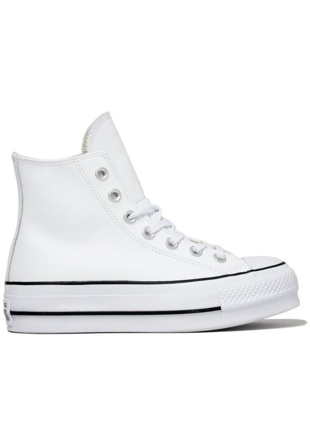 Adidasy Converse Chuck Taylor All Star Lift Leather High, Kobiety. Okazja: na co dzień. Kolor: biały. Materiał: tkanina, skóra. Obcas: na platformie. Model: Converse All Star