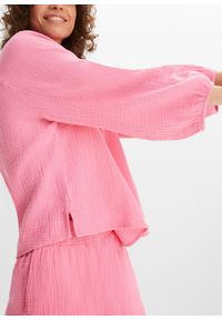 bonprix - Bluzka muślinowa oversize. Typ kołnierza: dekolt w serek. Kolor: różowy. Materiał: bawełna. Sezon: lato #3