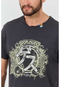 Guess - GUESS Szary męski t-shirt bawełniany Japanese Ideog, Rozmiar M. Kolor: szary. Materiał: bawełna #4