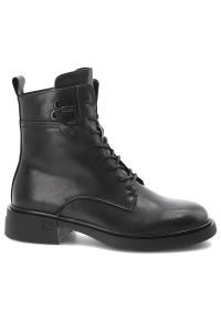 Czarne Trzewiki Filippo Modne Obuwie Damskie. Okazja: na co dzień. Zapięcie: sprzączka. Kolor: czarny. Szerokość cholewki: normalna. Wzór: aplikacja. Materiał: skóra, jeans. Obcas: na obcasie. Styl: casual, elegancki. Wysokość obcasa: niski #7