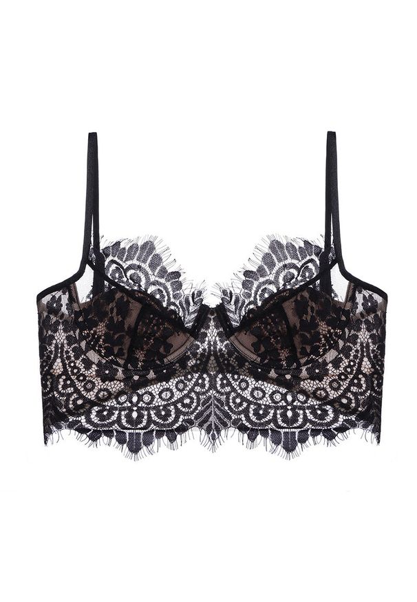 Intica - Biustonosz koronkowy z fiszbinami na co dzień i specjalne okazje Zekija. Kolor: czarny. Materiał: koronka. Rodzaj stanika: biustonosz z fiszbinami. Wzór: koronka