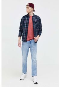 Tommy Jeans t-shirt męski kolor bordowy melanżowy. Kolor: czerwony. Materiał: bawełna, dzianina. Wzór: melanż. Styl: klasyczny #4