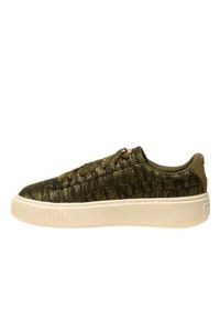 Buty do chodzenia damskie Puma Basket Platform VR Wmns. Zapięcie: sznurówki. Kolor: zielony. Materiał: materiał, syntetyk, tkanina. Szerokość cholewki: normalna. Obcas: na platformie. Sport: turystyka piesza