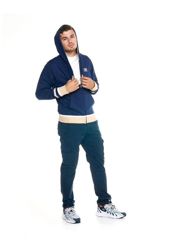 LEONE 1947 APPAREL - Męska bluza Leone z kapturem i zamkiem błyskawicznym Retro. Typ kołnierza: kaptur. Kolor: niebieski. Materiał: tkanina. Sport: fitness