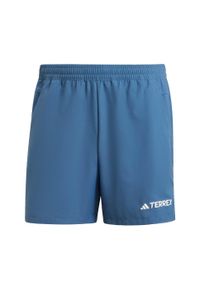 Adidas - Szorty Terrex Multi. Kolor: niebieski. Materiał: materiał. Sport: turystyka piesza