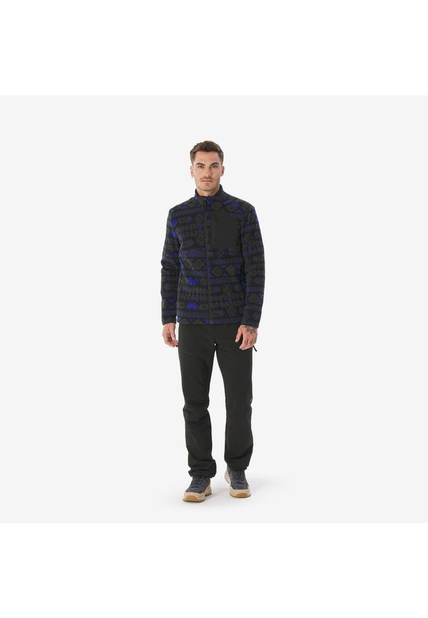 quechua - Polar turystyczny męski Quechua MH500 zamek. Kolor: niebieski. Materiał: poliester, poliamid, materiał, elastan. Sport: turystyka piesza