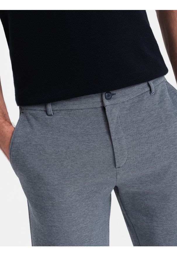Ombre Clothing - Męskie spodenki wykonane z dwukolorowej melanżowej dzianiny - granatowe V1. Okazja: na co dzień. Kolor: niebieski. Materiał: dzianina. Wzór: melanż. Styl: casual