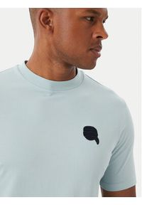 Karl Lagerfeld - KARL LAGERFELD T-Shirt 755049 562235 Niebieski jasny Regular Fit. Typ kołnierza: dekolt w karo. Kolor: niebieski. Materiał: bawełna #3
